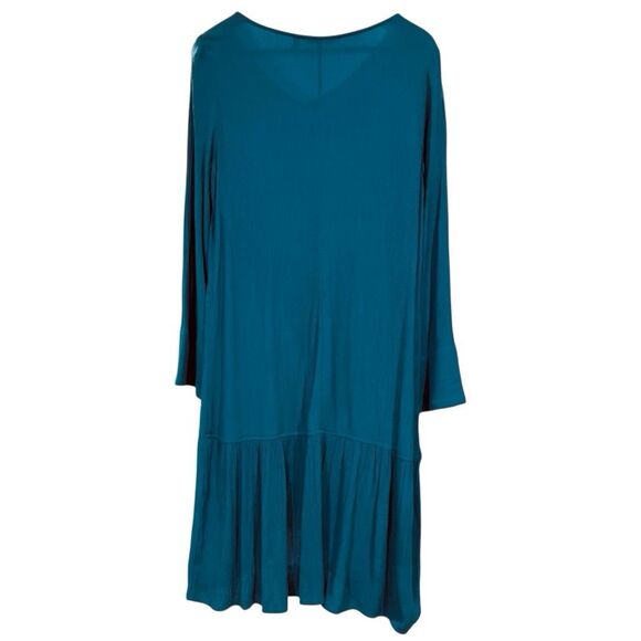 SOFT SURROUNDINGS Blue Mirabella V Neck Tunic Midi Long Sleeve Dress S - Picture 2 of 7